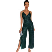 Sequin Split Trailing Evening Jumpsuit