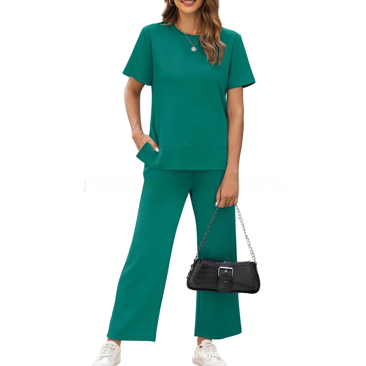 Loose Fit Round‑Neck Short‑Sleeve Pullover Top for Women – Urban Casual