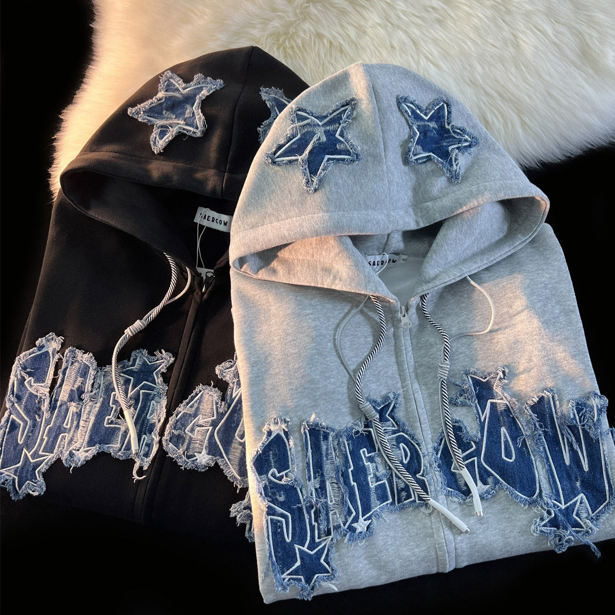 Women's Letter Zip-Up Hooded Cardigan Sweater