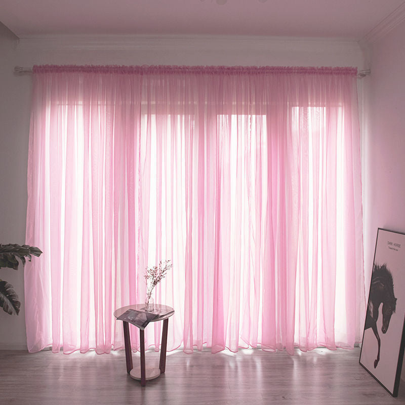 Simple and Modern Balcony Solid Color Gauze Curtain