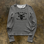 Retro Skull & Crossbones Striped Long Sleeve Tee – Moisture‑Wicking