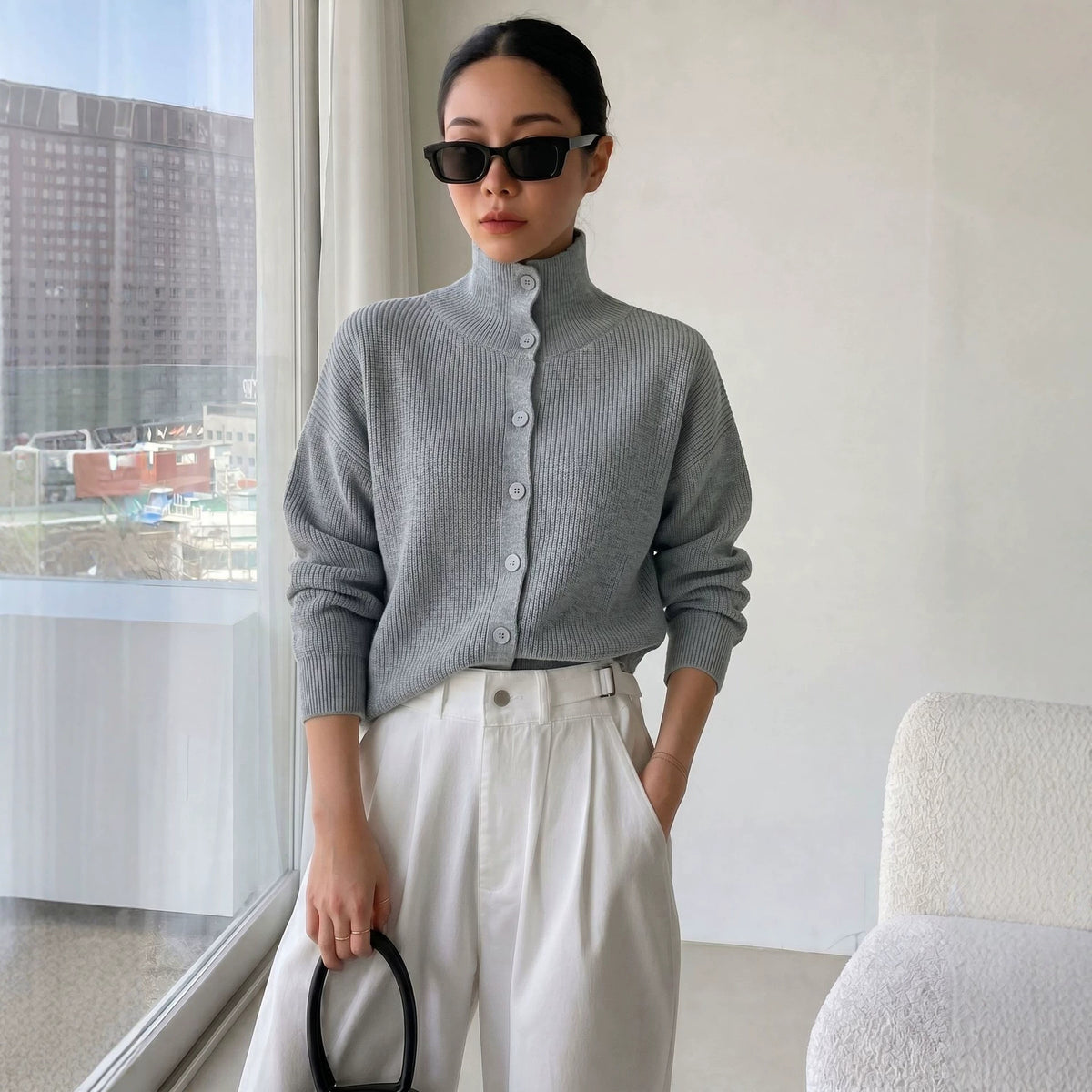 Women's Loose Fit Knit Cardigan Sweater
