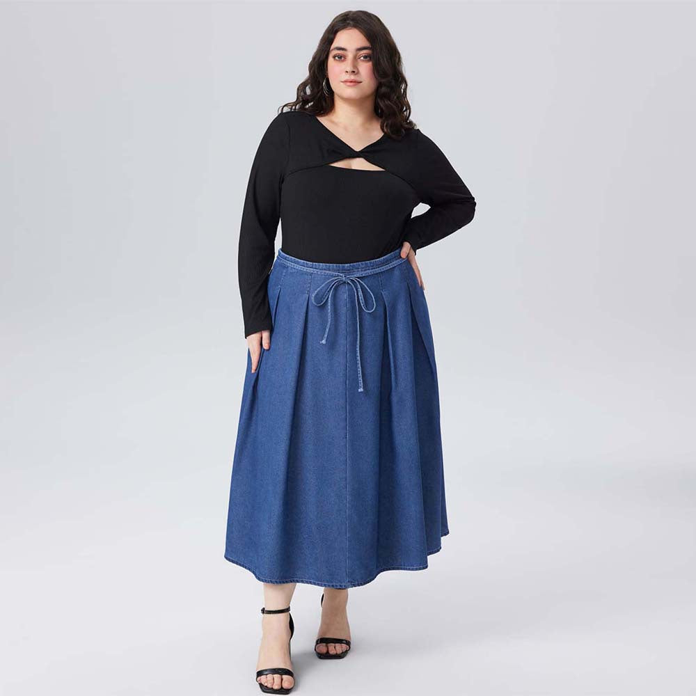 Plus Size High-Waisted Casual Long-Sleeve Slim Jumpsuit