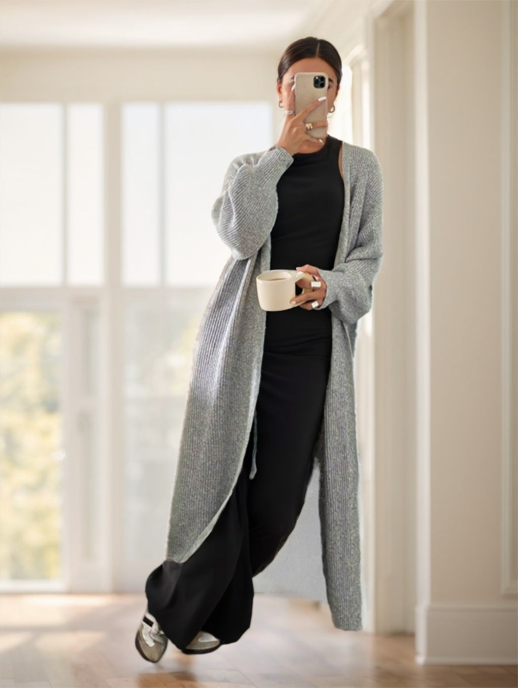 Women's Casual Solid Color Long Cardigan