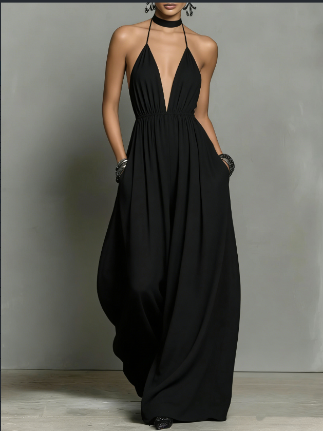 Chic Halter Wide Leg Jumpsuit for Summer Elegance