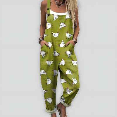 Women's Casual Printed Suspender Pants