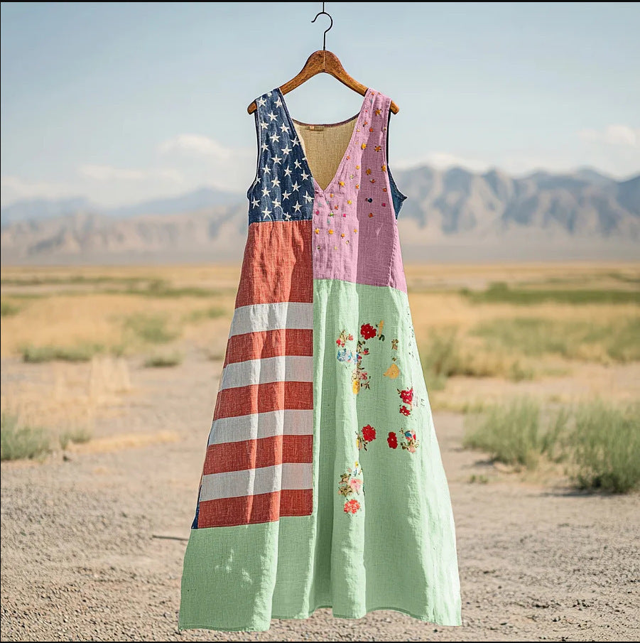 Loose-fit Casual Womens Sleeveless Dress with Digital Print