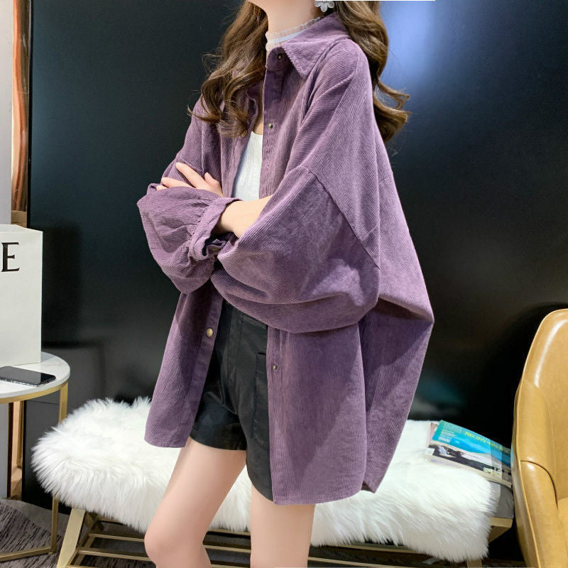 Casual Mid Length Corduroy Shirt