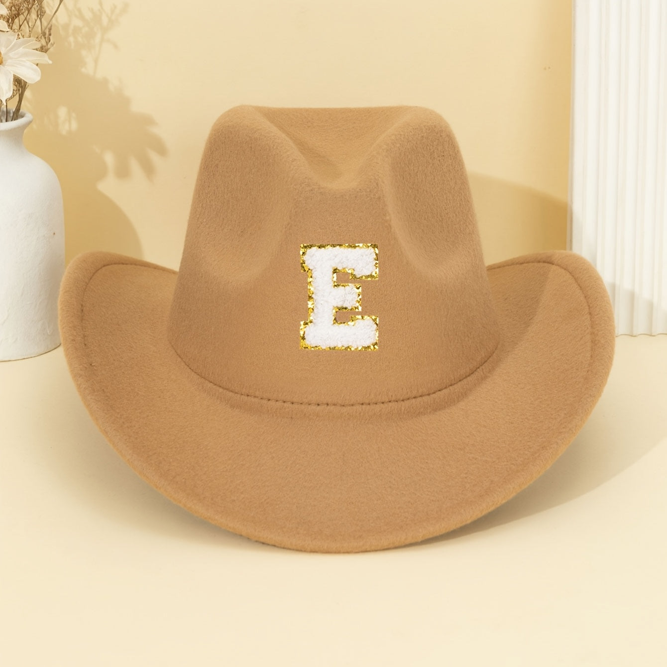 Khaki Alphabet Letter Fedora Hat