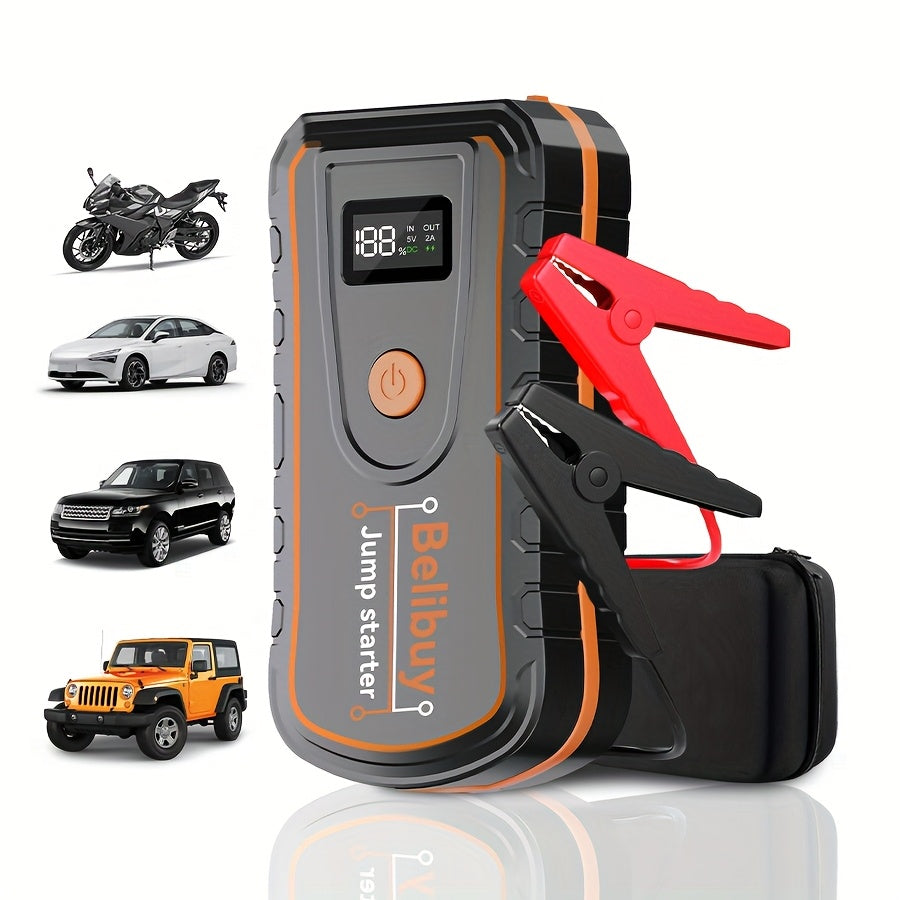 2025 New Multifunctional Portable Wireless Car Emergency Starter, With Portable Digital Tire Inflator With Emergency Start Function, USB Rechargeable 8000Mah Lithium Battery, Simple Tire Inflation ...