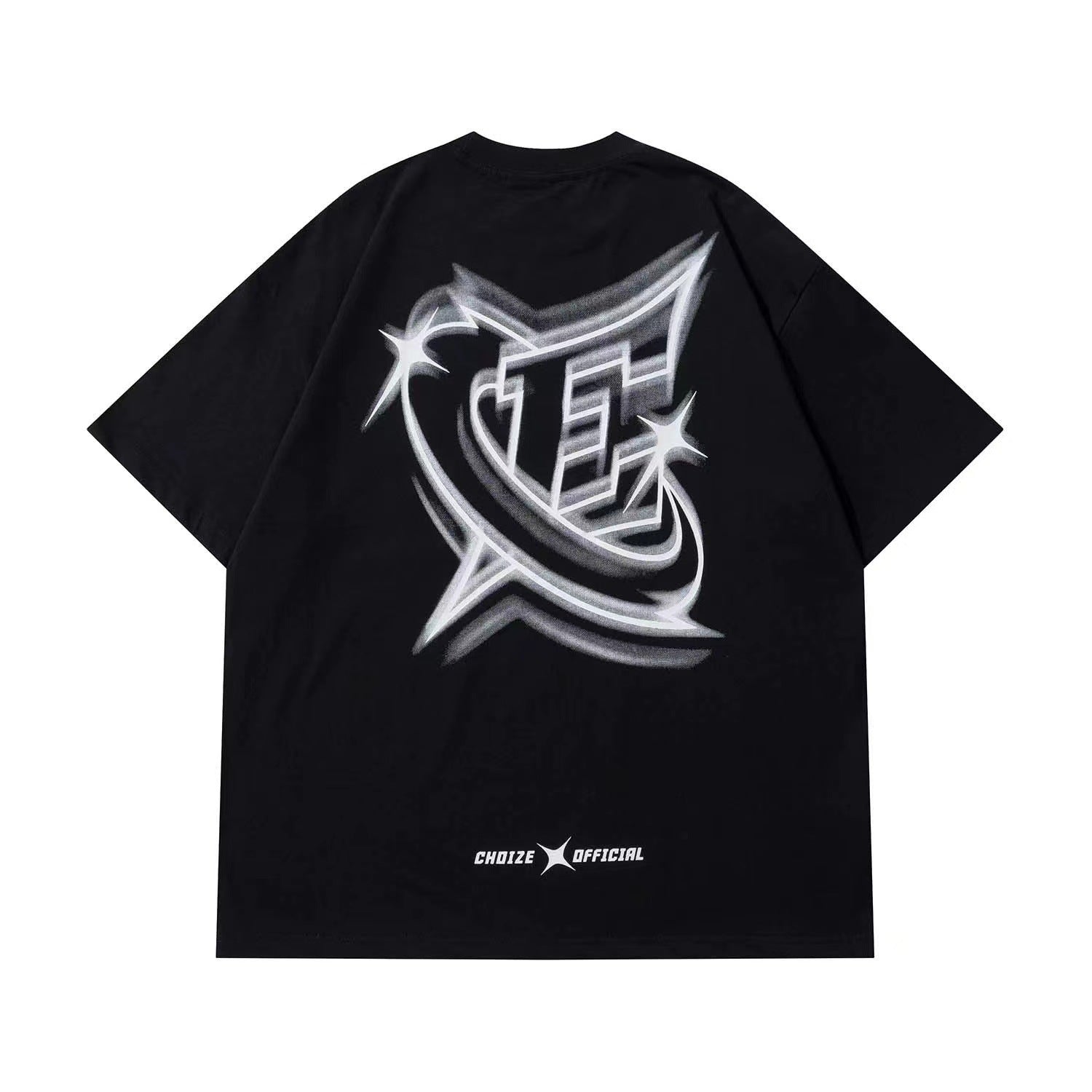 Phantom Letter Print Loose Short-Sleeve Tee