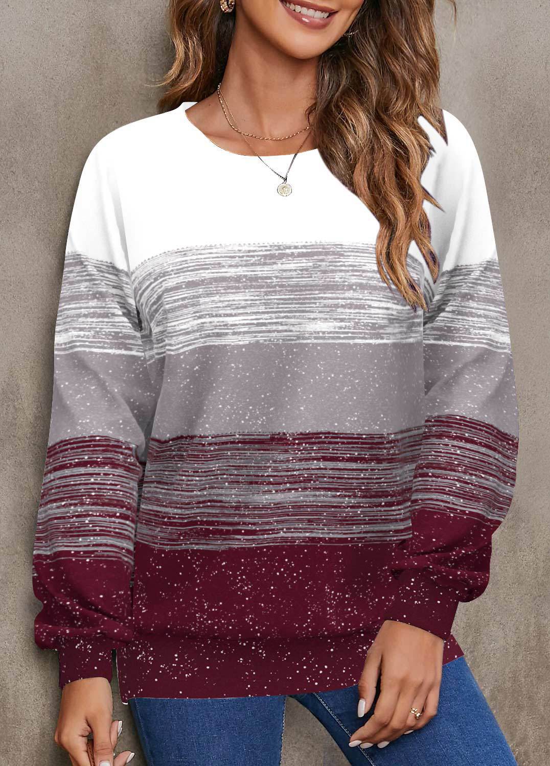 Women's Slim-Fit Striped Long-Sleeve Top