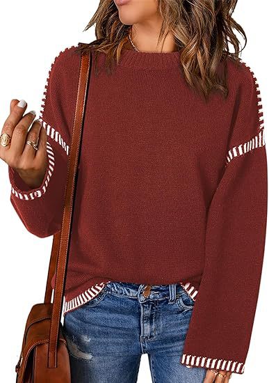 Women's Cozy Loose Long Sleeve Round Neck Pullover Sweater