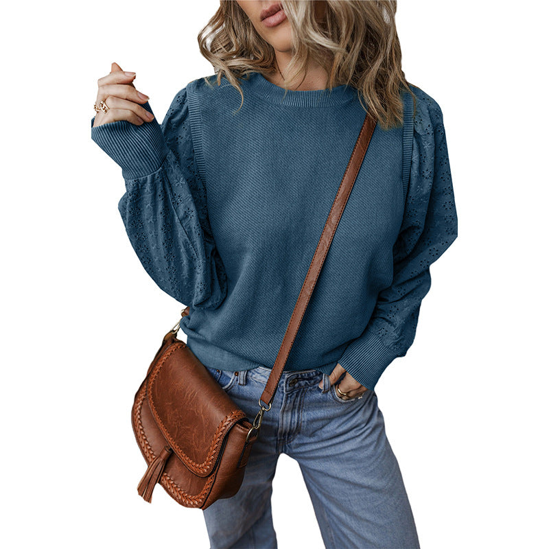 Textured Patchwork Long Sleeve Pullover