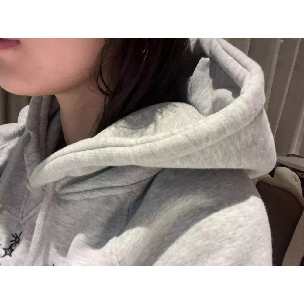 Embroidered Loose Hooded Couple Sweater Coat