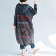 Gradient Print Loose Hooded Sweatshirt Dress