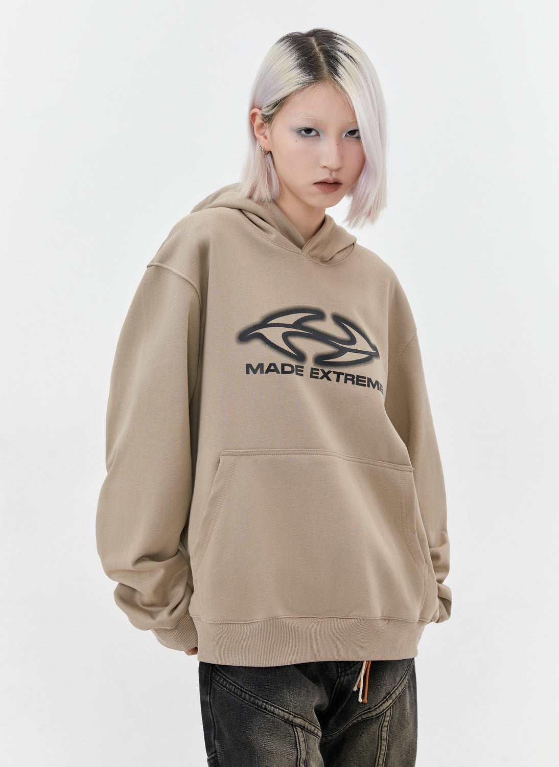 Oversized Graphic Letter Printed Hoodie for Women
