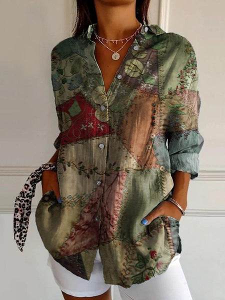 Women's 3D Digital Printing Fashion Long Sleeve Shirt