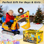 Large Manual-Powered Ride-On Engineering Vehicle Toy for Kids, Sturdy Construction Truck with Safety Bumpers