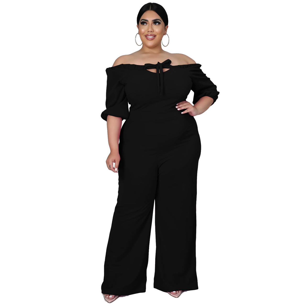 Women's Plus-Size Off-the-Shoulder Tube Jumpsuit