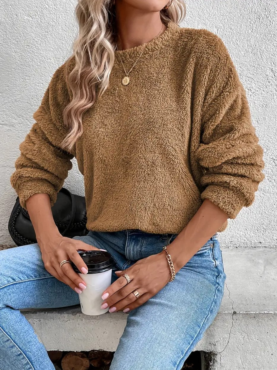 Cozy Double-Sided Fleece Casual Sweatshirt for Women