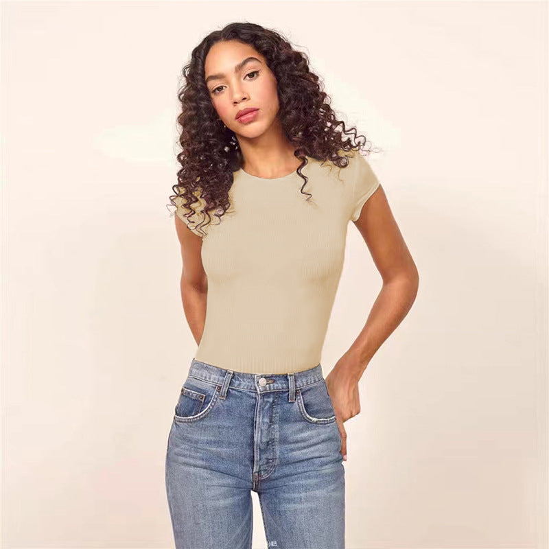 Ribbed Crew-Neck Slim Fit Jumpsuit