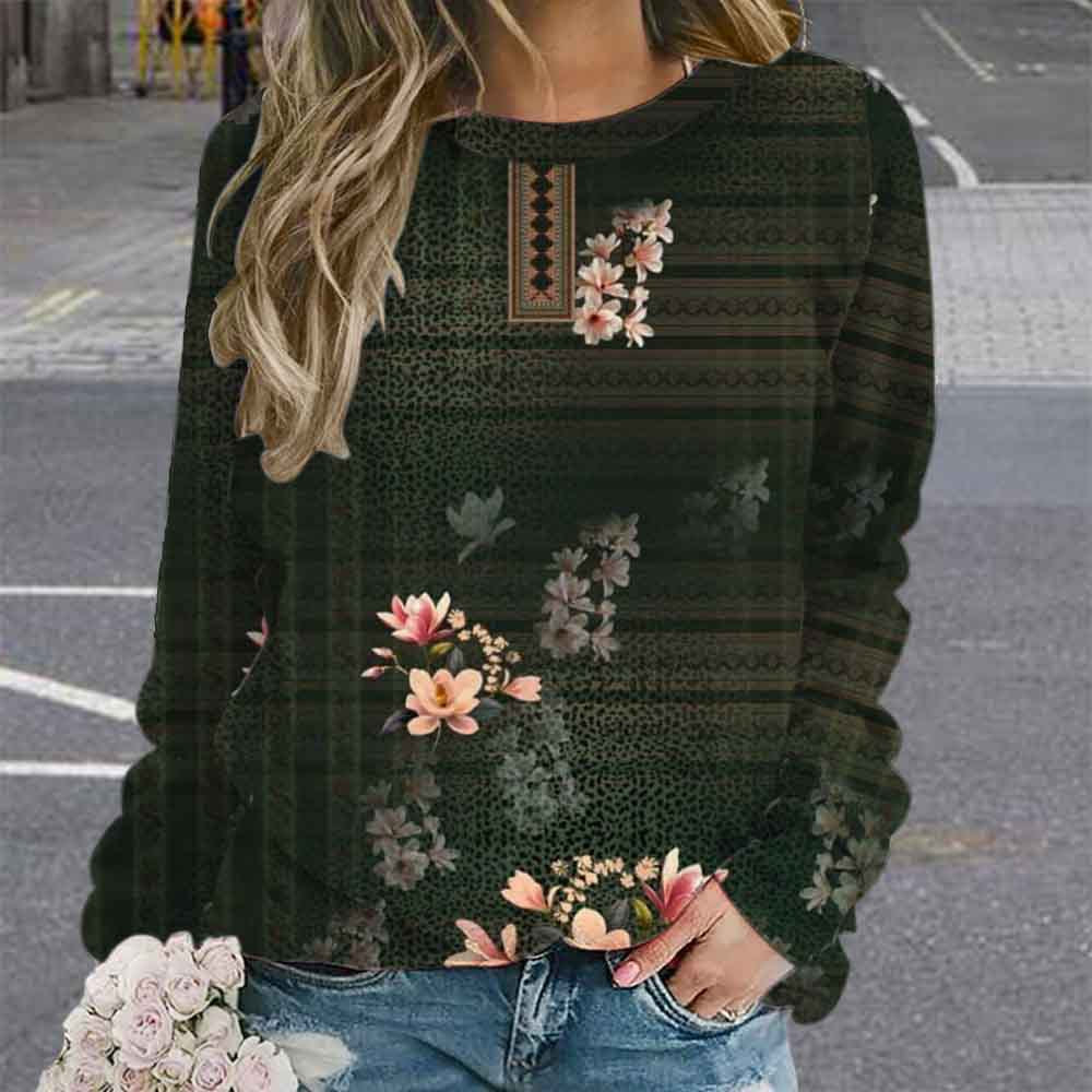 Women's Retro Tie-Dye 3D Digital Print Pullover Sweater