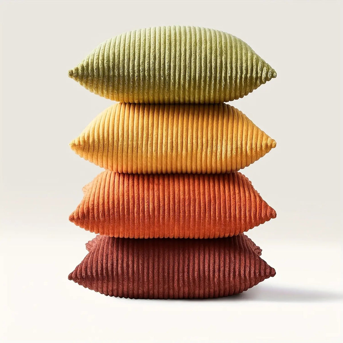 Set of 4 Corduroy Striped Pillowcases - Modern Home Decor