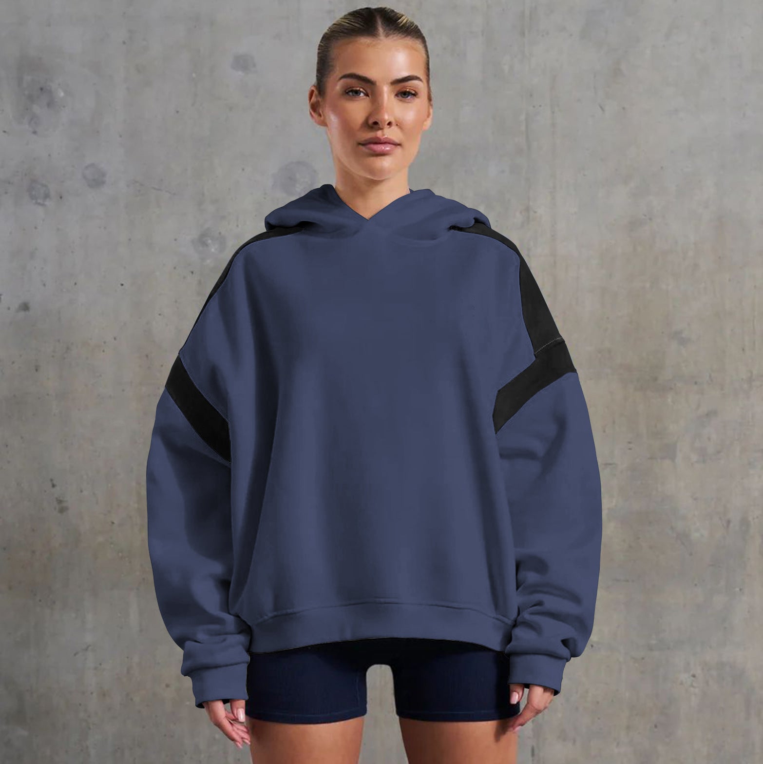 Colorblock Drop Shoulder Hooded Sweater
