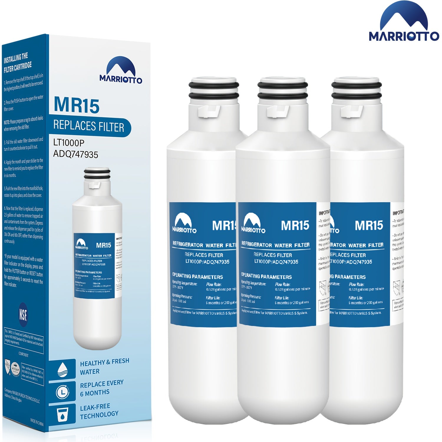 3‑Pack Refrigerator Water and Air Filter Set – Compatible with LT1000P, LT120F and related models