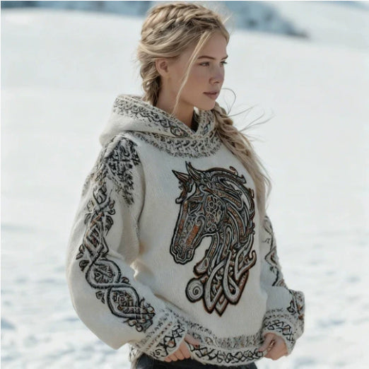Autumnwinter Hooded Knitwear 3d Digital Print Unisex Crew-neck Pullover Sweater for Men and Women
