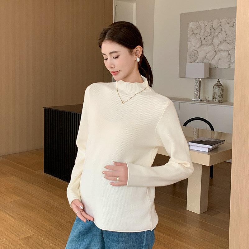 Maternity Sweater Turtleneck Knit Top