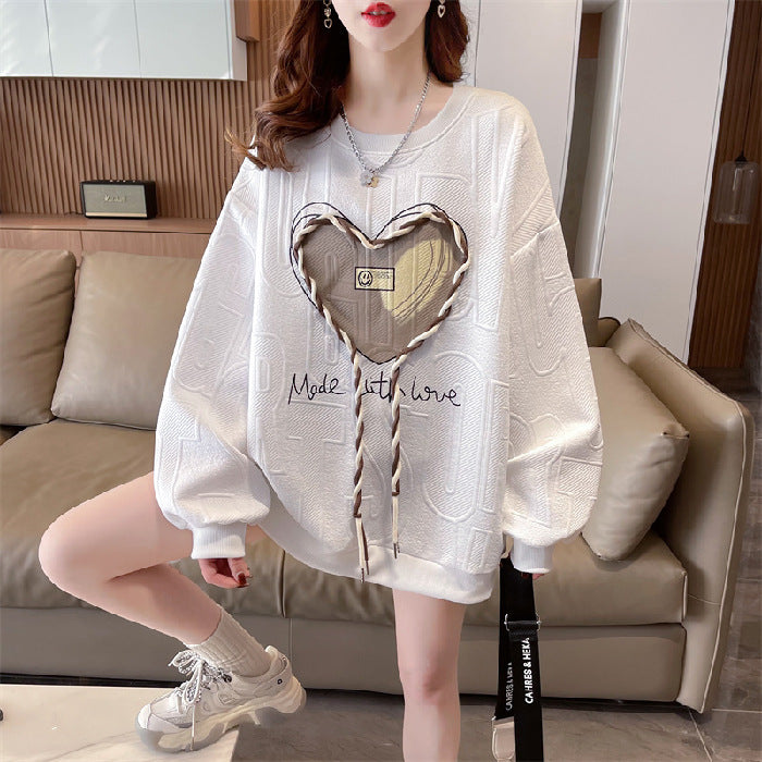 Korean Style Chic Hooded Jacquard Sweater for Women