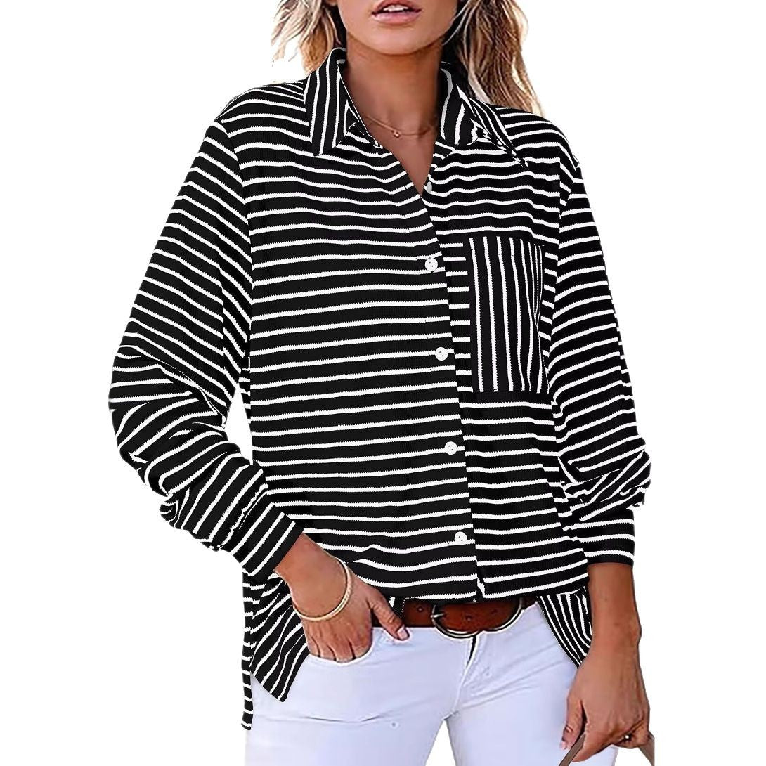 V-neck, Extra-stretch Long-sleeve Shirt
