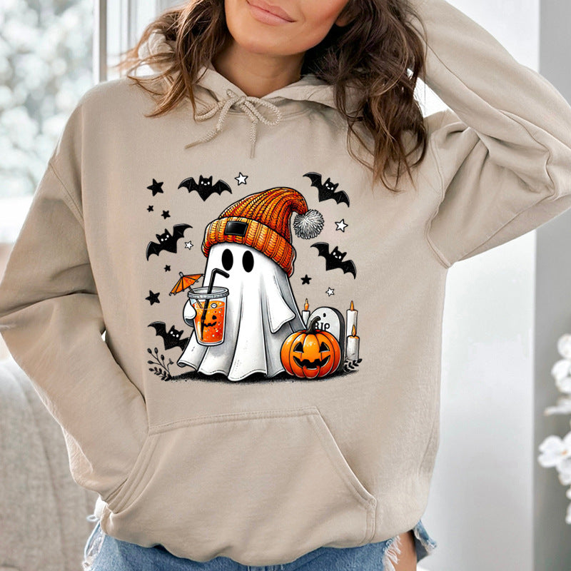 Women's Halloween Ghost Pumpkin Graphic Hoodie