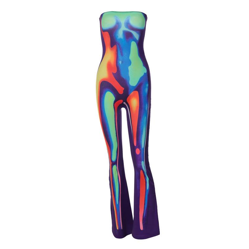 Women's Strapless Printed Bodycon Jumpsuit