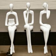 Set of 3 abstract 3D printed figure statues for home decor