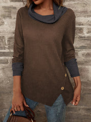 Waffle Knit Mock Neck Long Sleeve Top