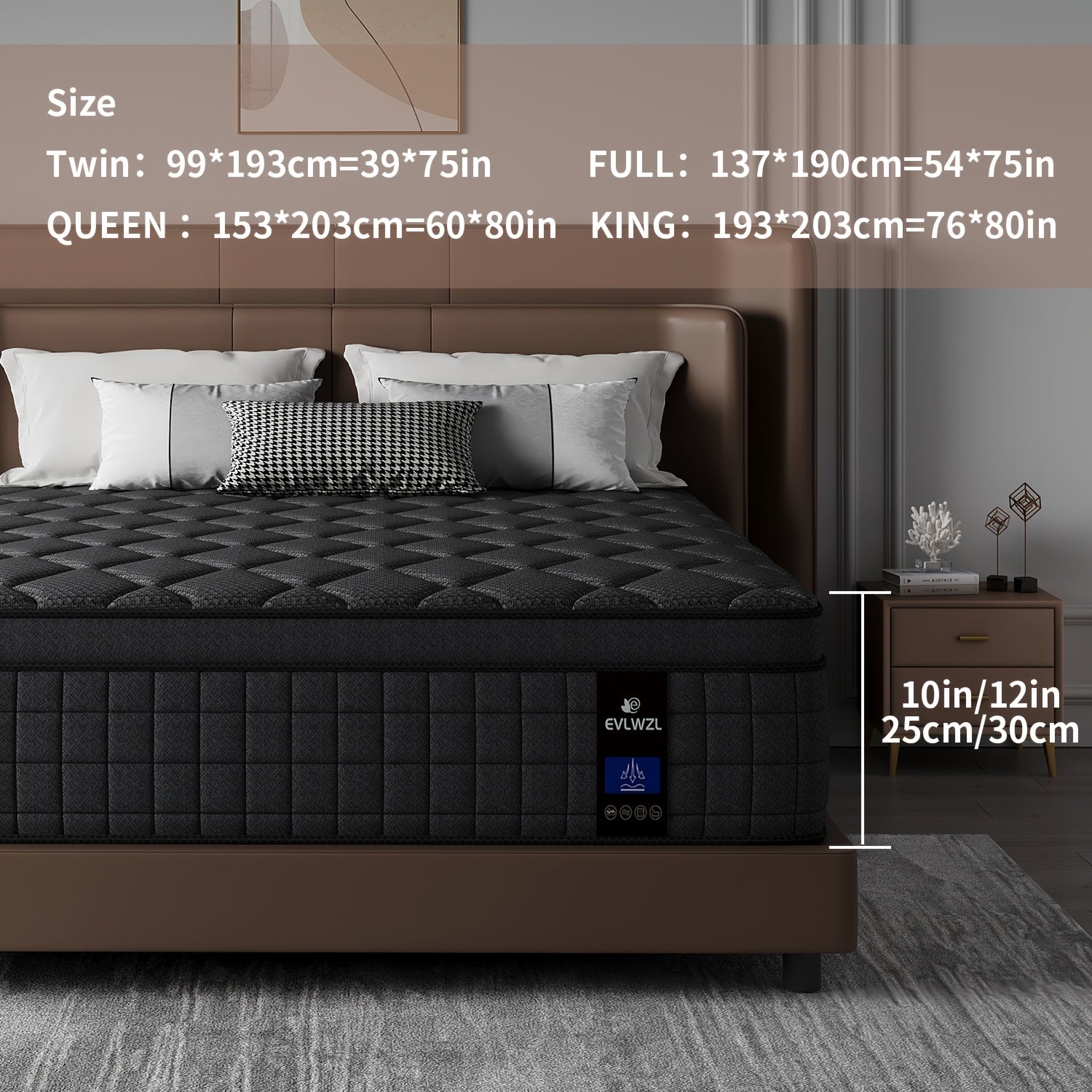 8in/10in/12in/14in Twin, Full, Queen, King, Mattress Memony Foam And Spring, Hybrid Mattress, Medium Firmness, Lumbar Support, for Home RoomsHotels, Boxed,