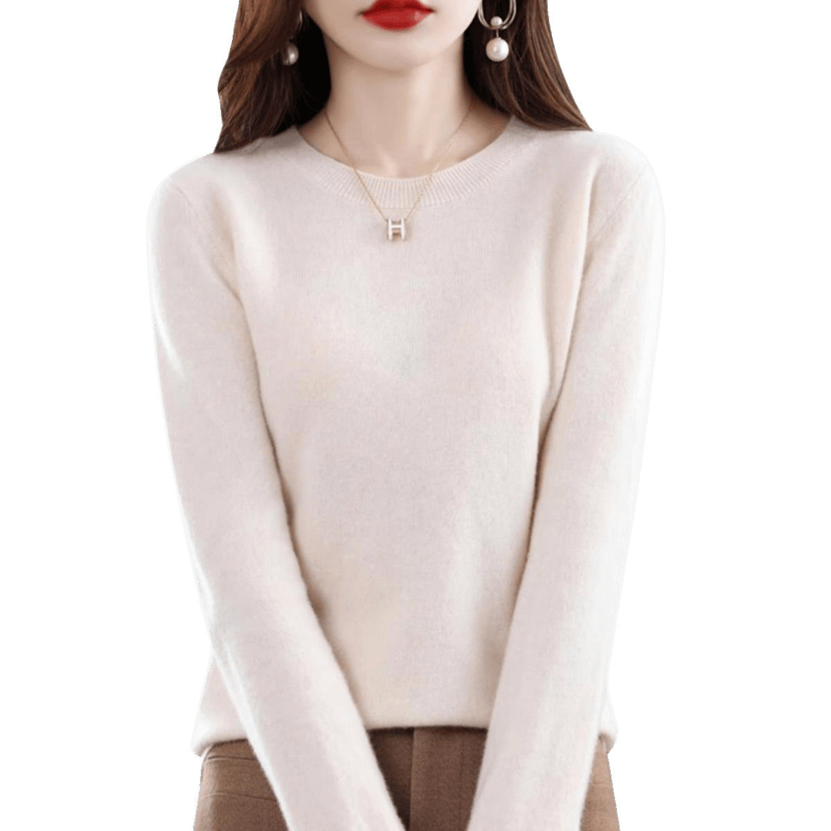 Round Neck Pure Wool Women's Sweater Loose Autumn and Winter