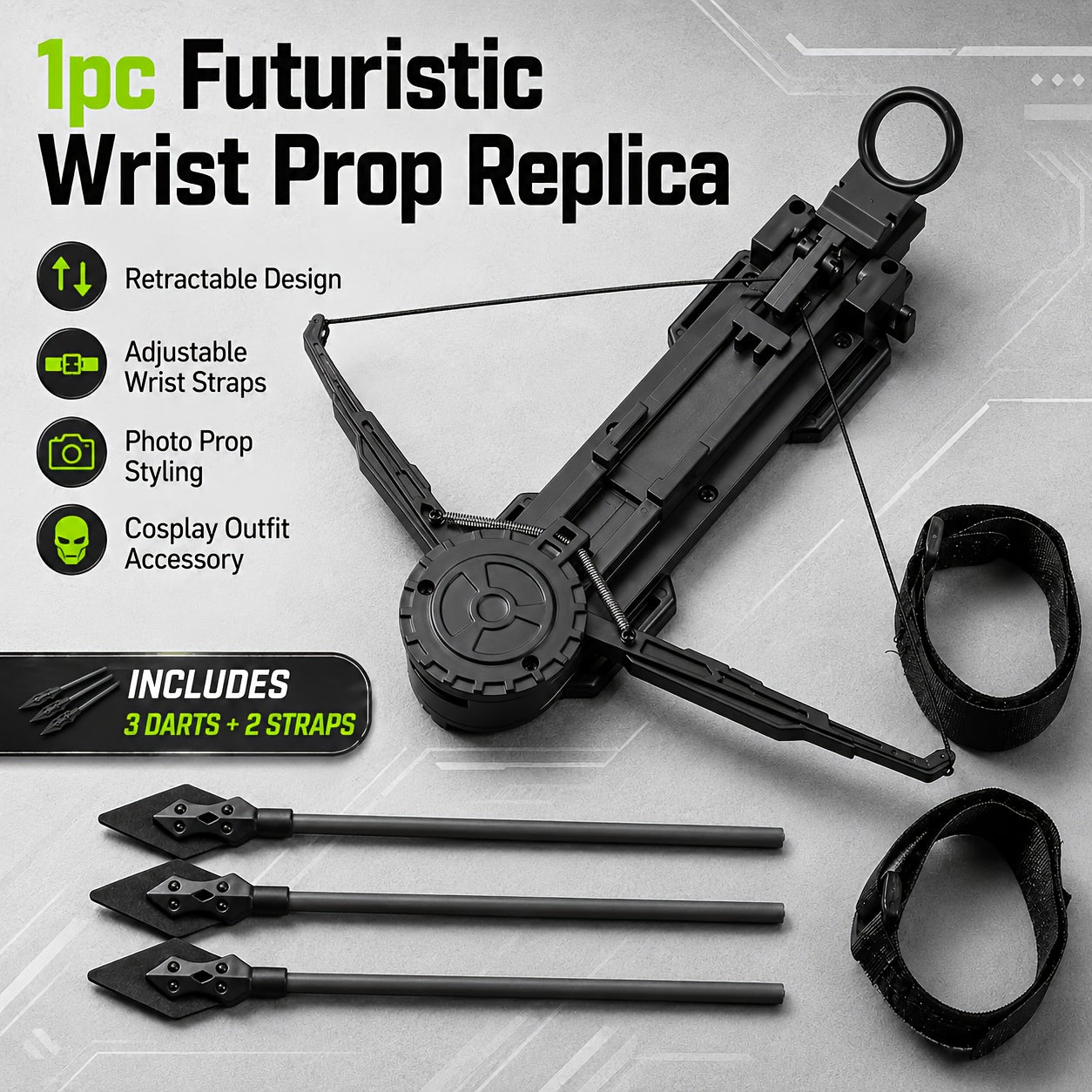 Retractable 1:1 Scale Forearm Gauntlet Prop – Rotating Wrist Accessory for Cosplay