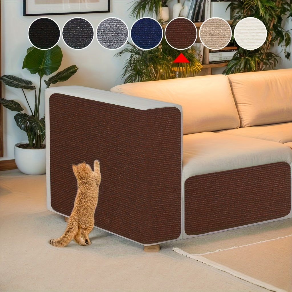 Heavy-duty Self-adhesive Cat Scratching Pad - No Residue Removal, Scratch Proof Furniture Protector For Sofa, Walls, Chairs - Beige & Brown Textured Surface, Ideal For Indoor Cats - Easy Installation