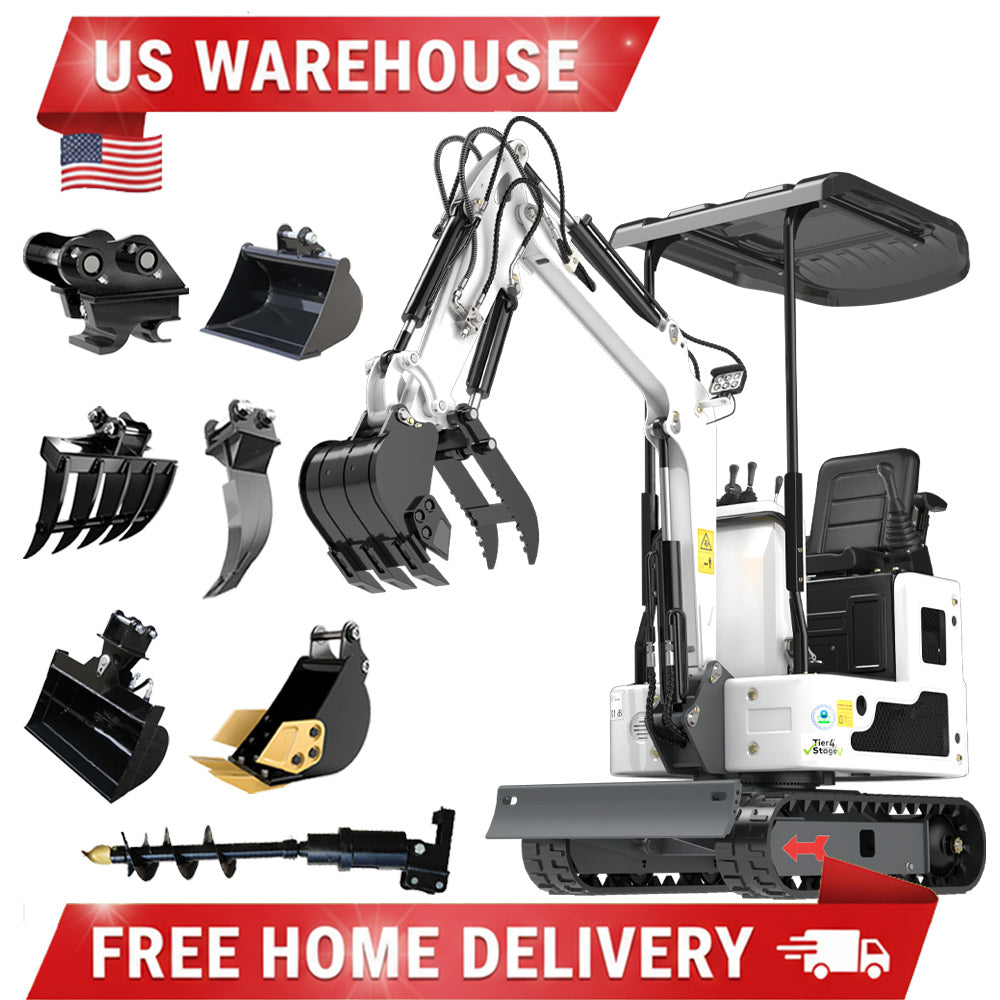 Upgraded 1 TON Mini Excavator, 13.5hp B&S Engine, Pilot Operation Precise Labor Saving, Quick Attachment Swap Boosts Productivity, Compact All Terrain Adaptive, Thick Cushion Adjustable Seat, Free US Warehouse Shipping to Home Unloading