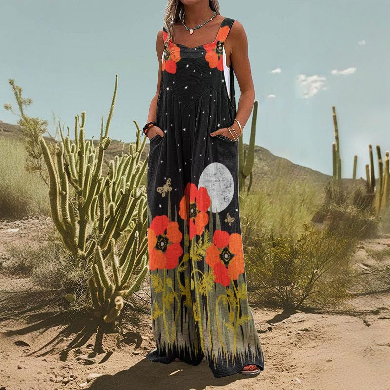 Fashion Women's Wear Vintage Print Jumpsuit