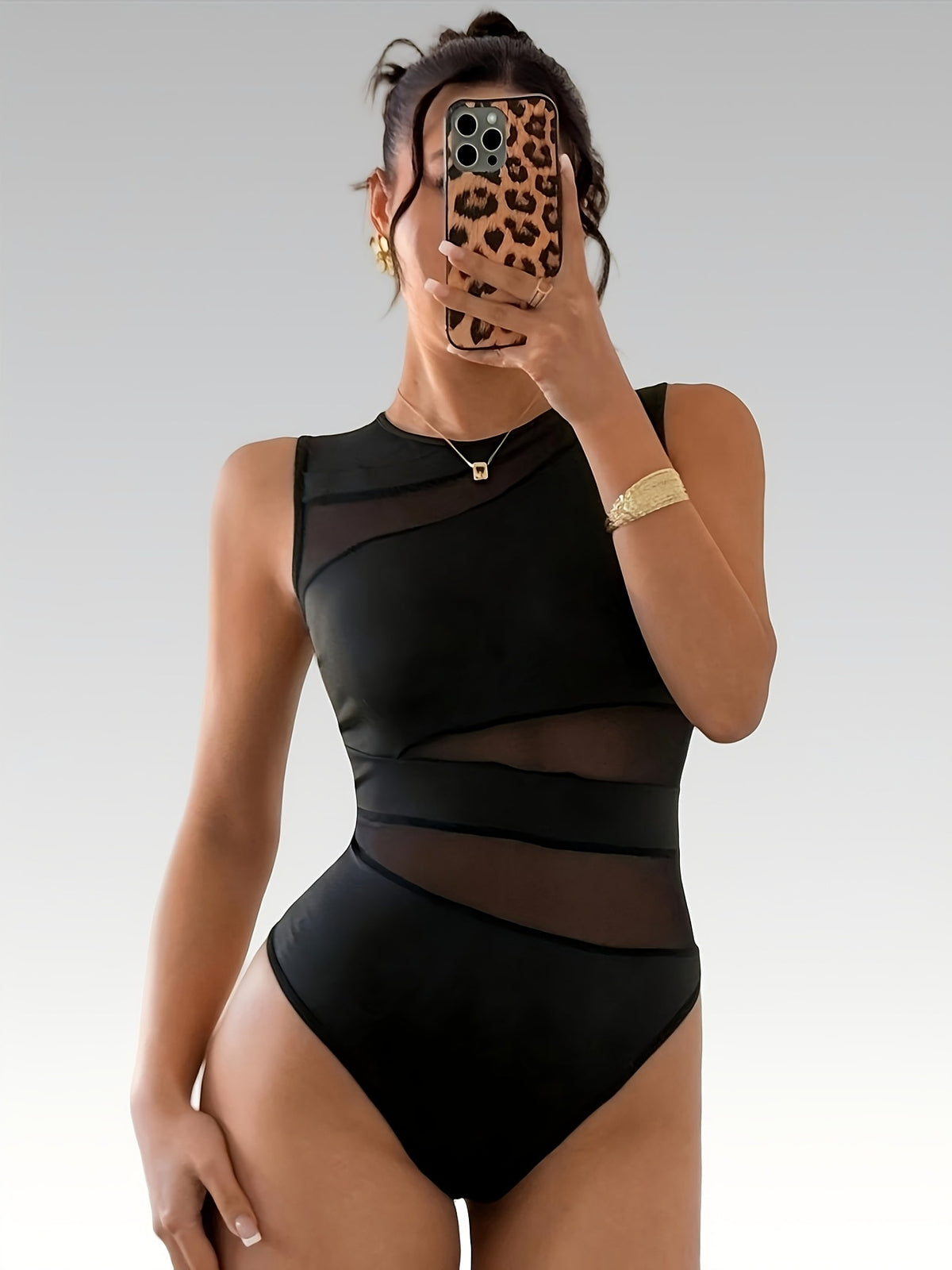Sleeveless Sheer Fitted Figure-Flattering Base Top