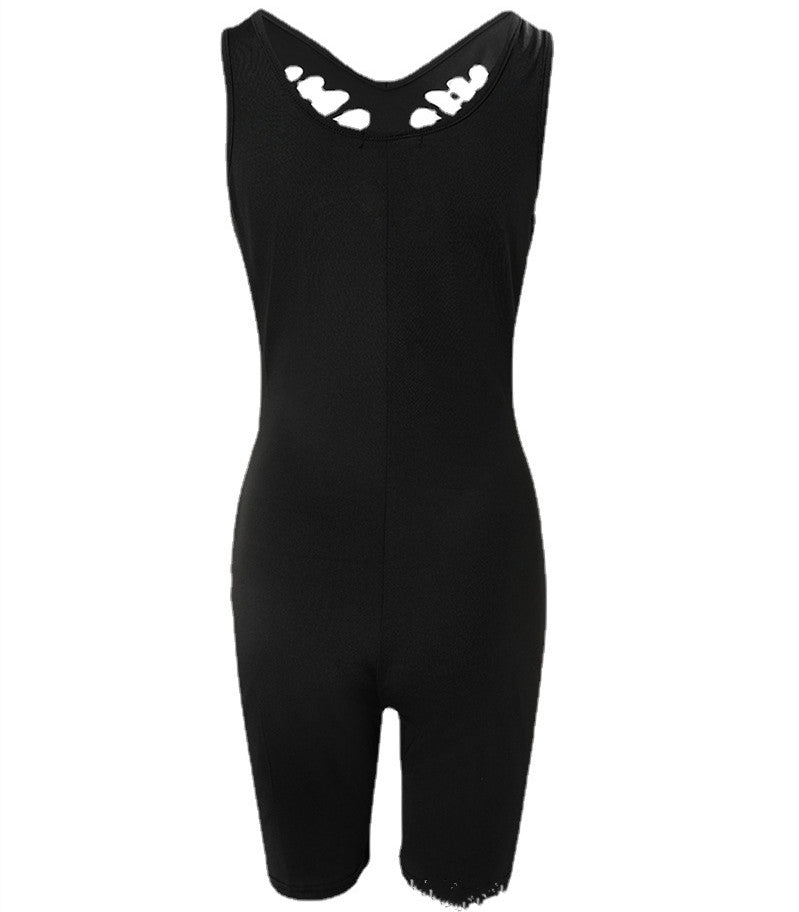 Women's Hollow Sleeveless Tight Romper Jumpsuit