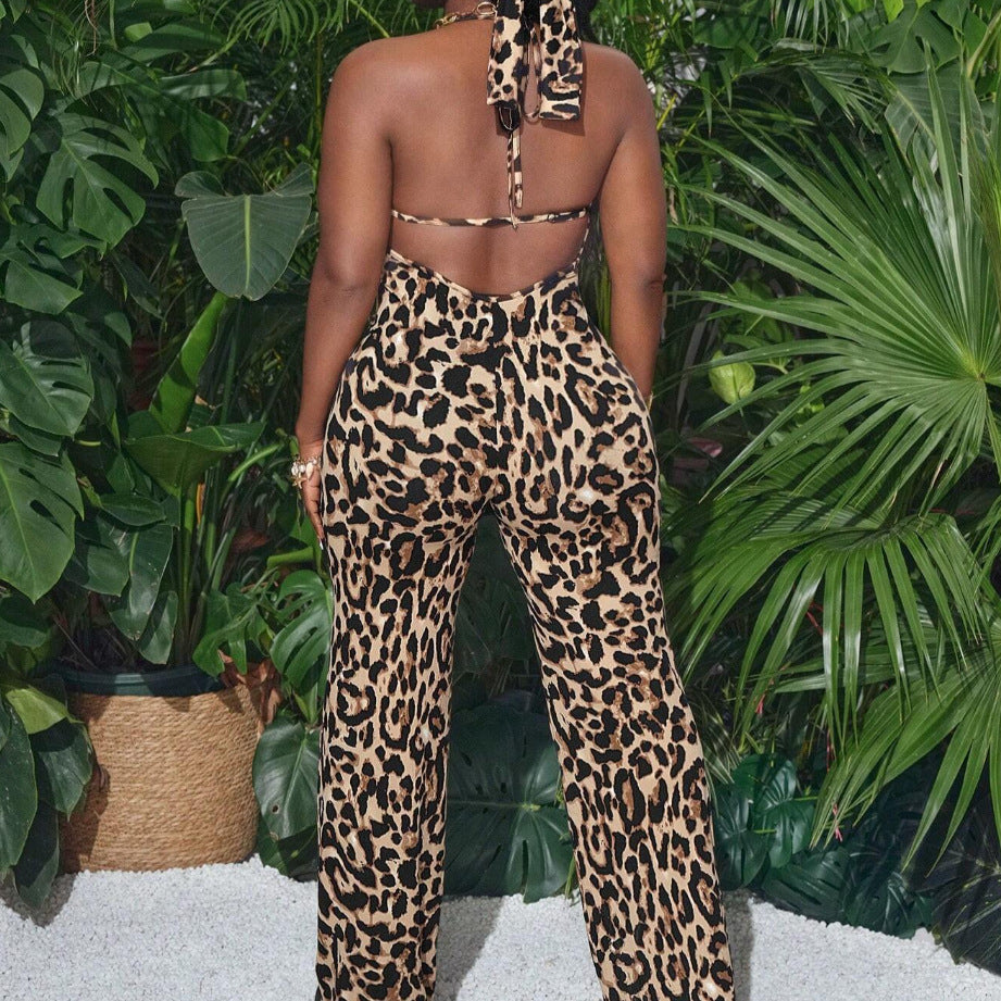 Trendy Leopard-Strap Women's Jumpsuit