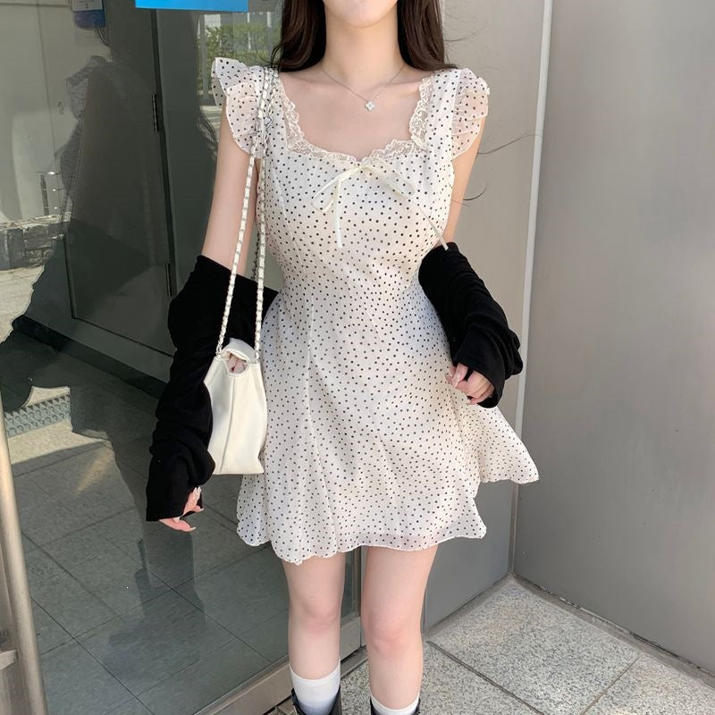 Ladies Bow Waist-tight Small Size Dress