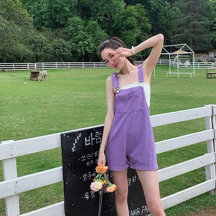 Denim High-Waist Overalls Slimming Casual Jumpsuit