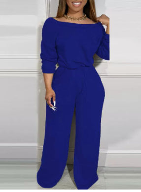 Ladies' Off Shoulder Waist Jumpsuit